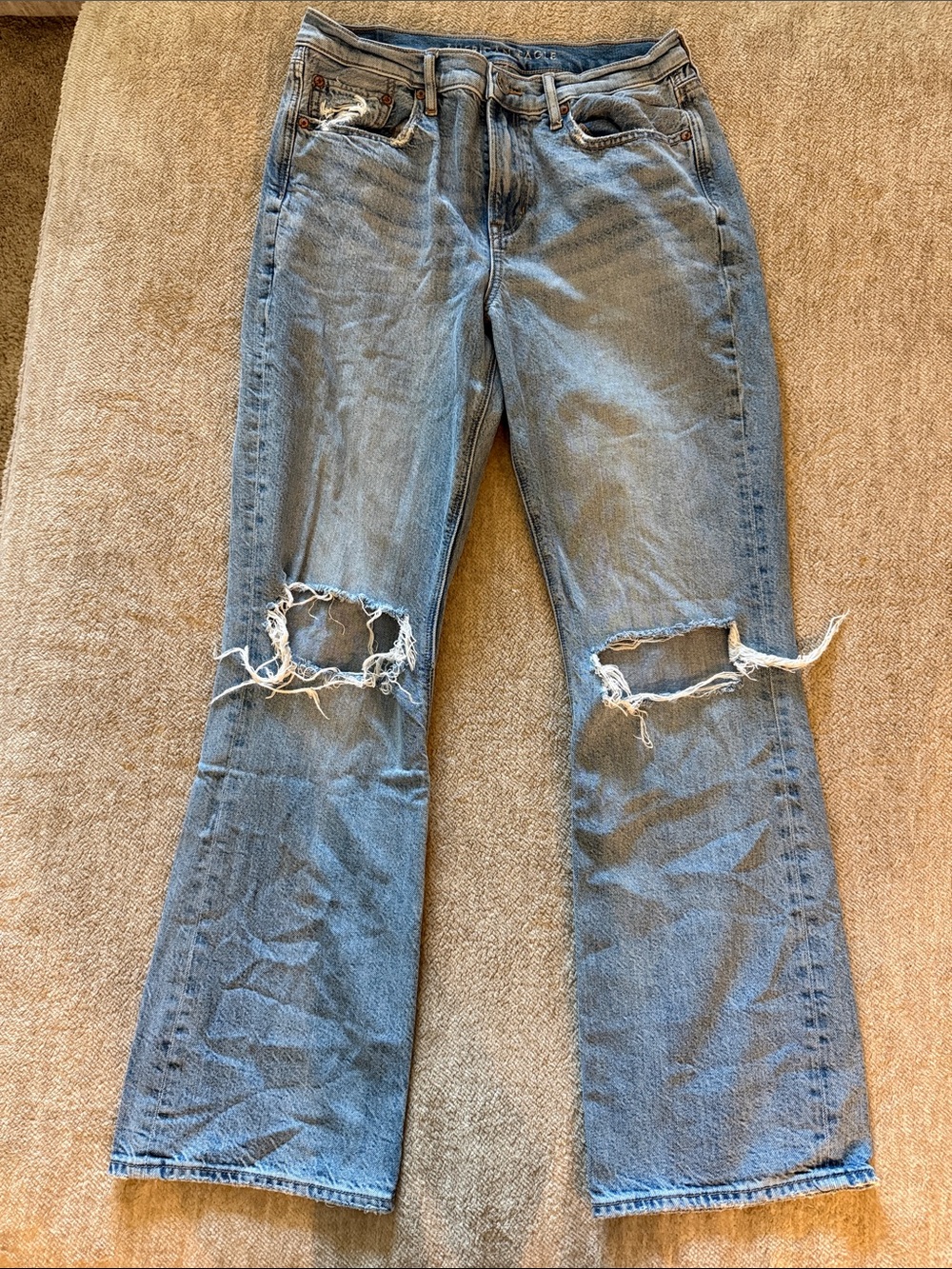 American Eagle Outfitters Light Blue Flared Ripped Jeans